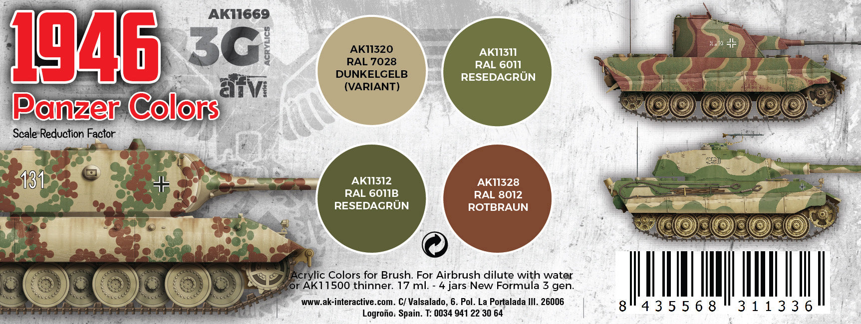 AK Interactive 3G Panzer Colors 1946 | 8435568311336