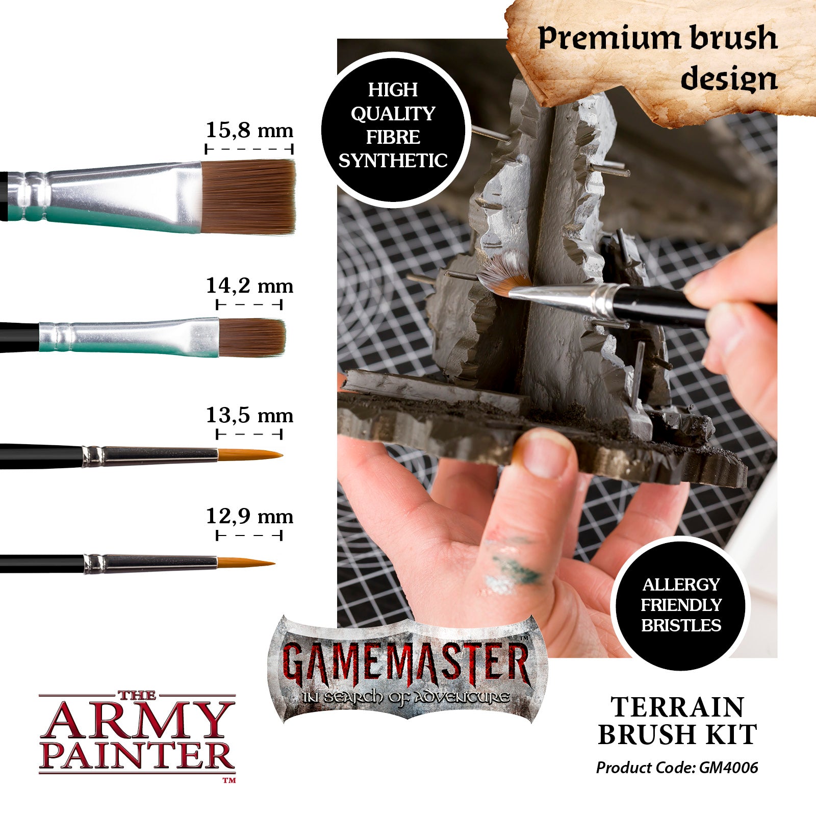 GAMEMASTER Terrain Brush Kit, 4 Brushes | 5713799400696