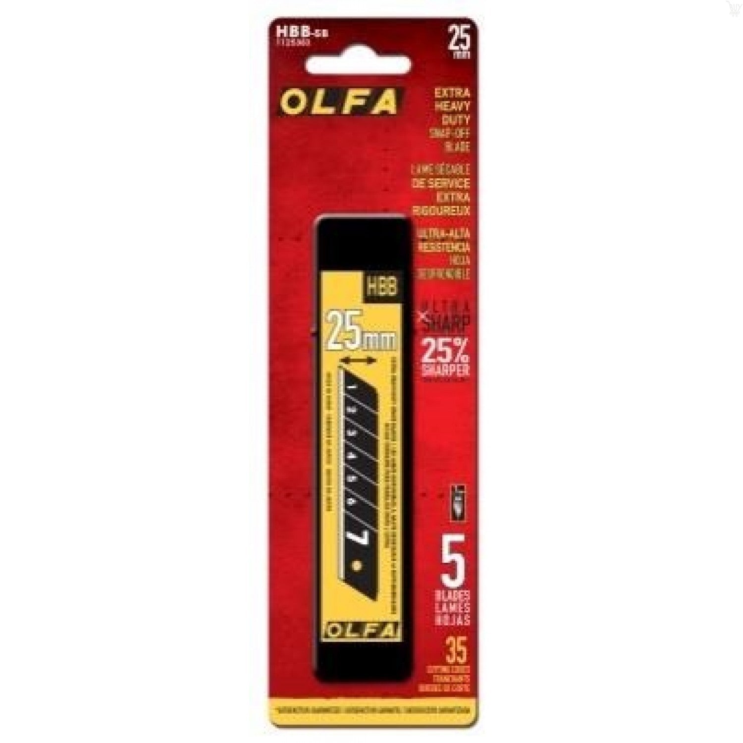 OLFA 25mm HBB-5B Extra Heavy-Duty Ultra Sharp Black Snap-Off Blades (5/PACK) | 091511501261