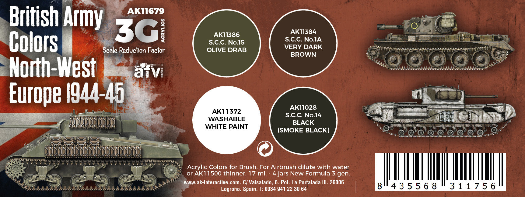 AK Interactive 3G British Army Colors North-West Europe 1944-45 | 8435568311756