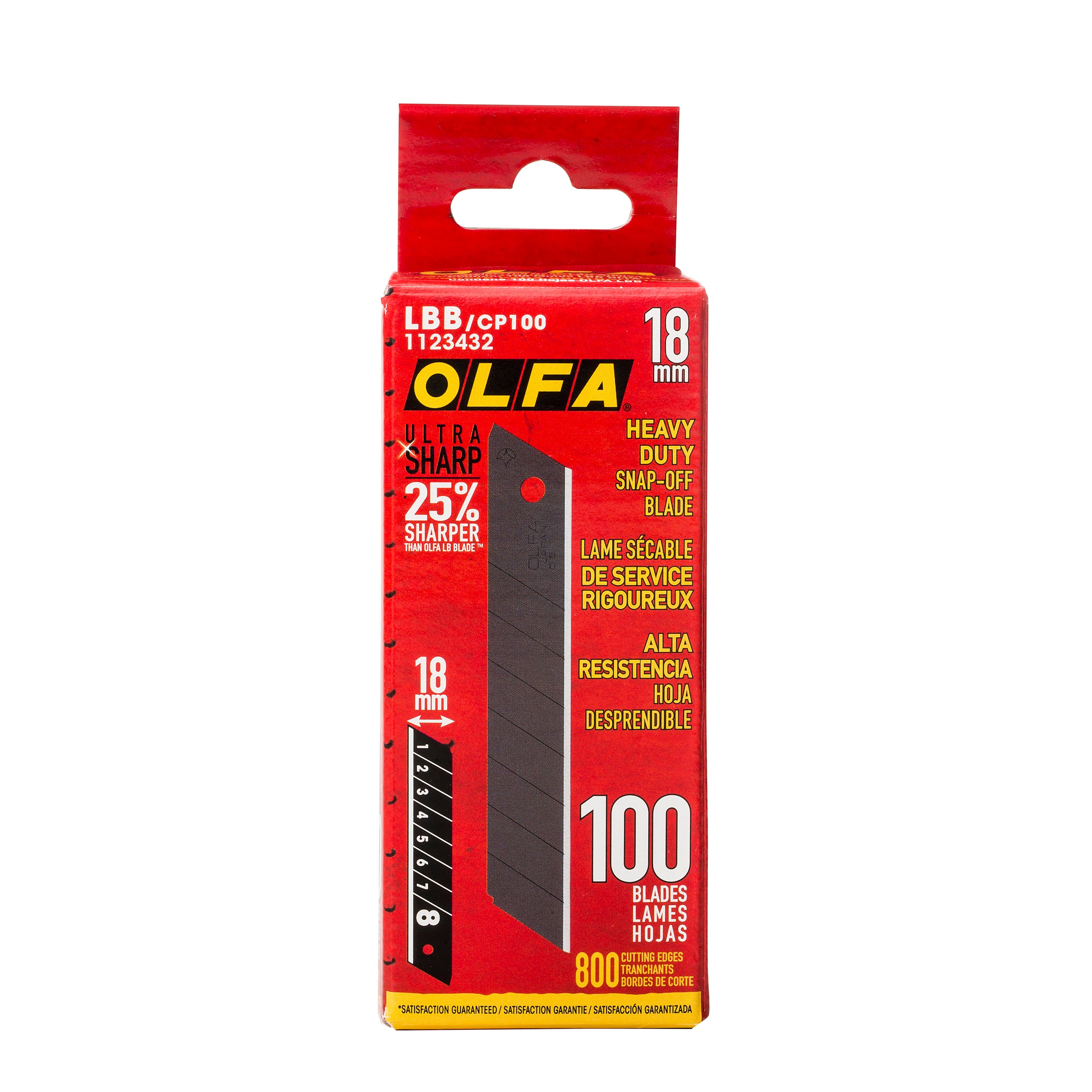 OLFA 18mm HD Ultra-Sharp Black Snap Blade-100/pk (LBB/CP100) | 091511450040
