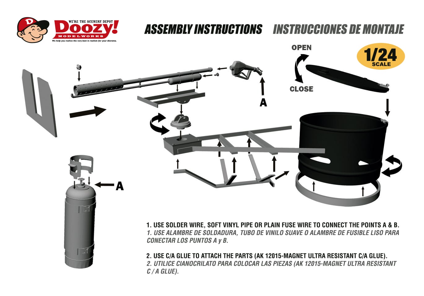 Doozy 1/24 Universal Steel Drum Hatch With Flamethrower Mount | 8435568308350