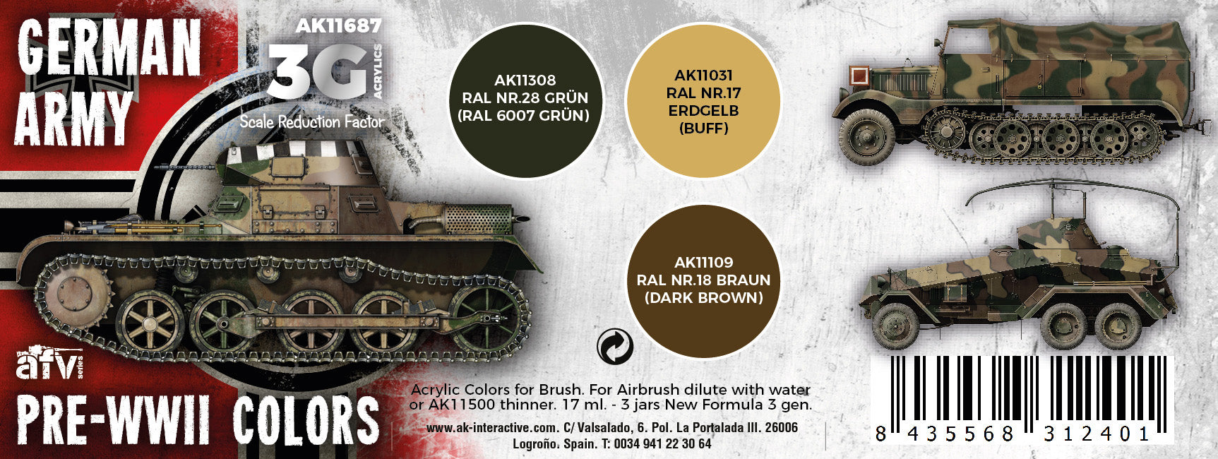 AK Interactive 3G German Army Pre-WWII Colors | 8435568312401