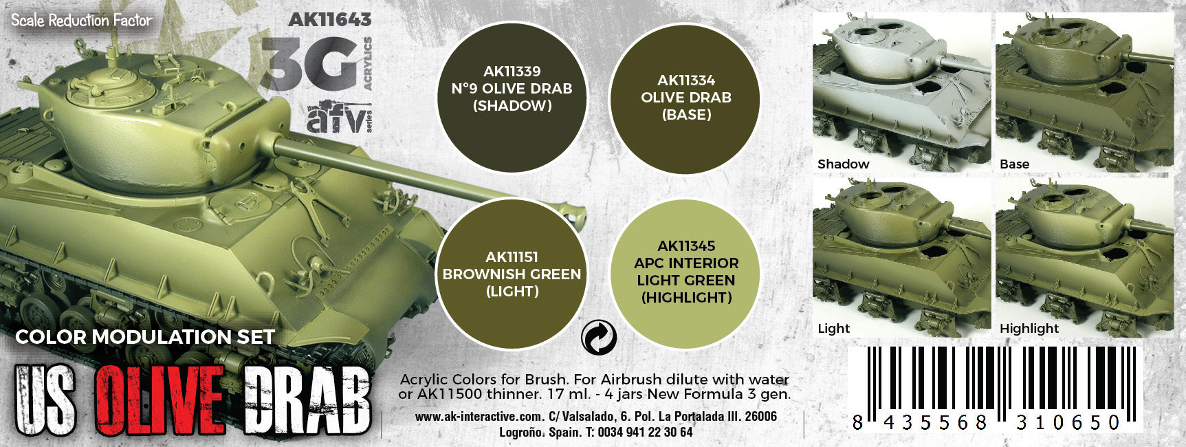 AK Interactive 3G Modulation US Olive Drab | 8435568310650