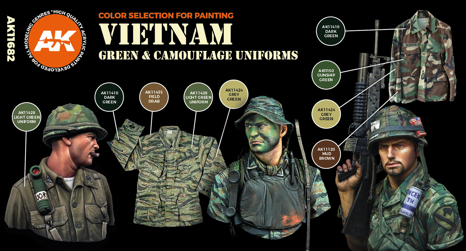 AK Interactive 3G Vietnam Green And Camouflage Colors | 8435568312234