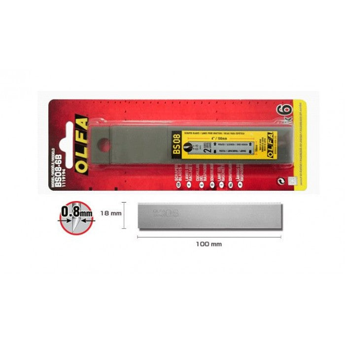 OLFA 100mm BS08-6B 4' Thick Scraper Blades (6/PACK) | 91511230031