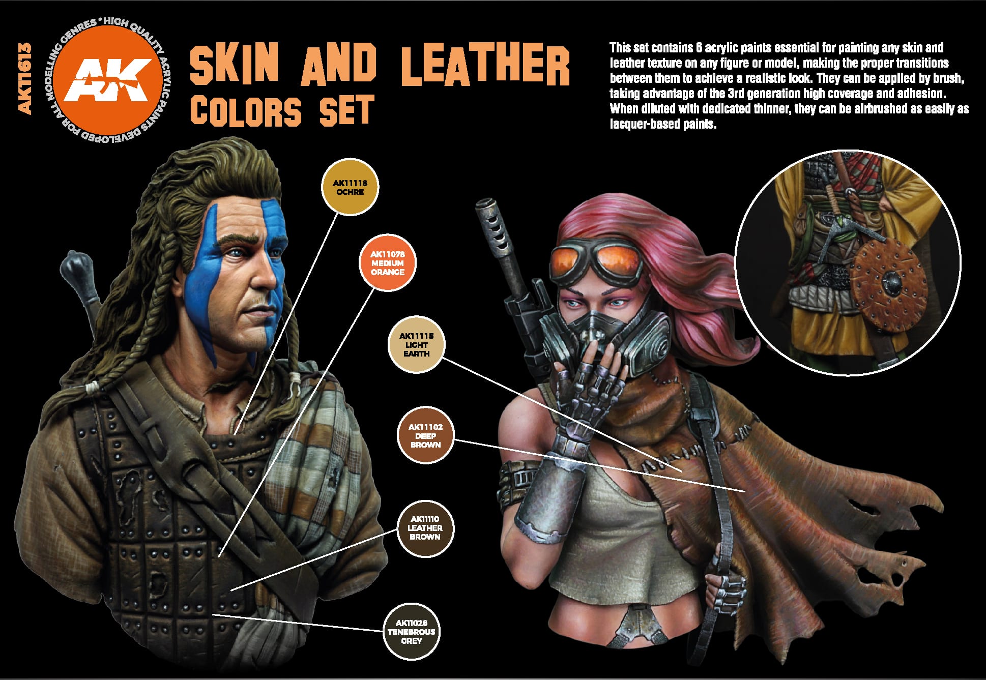 AK Interactive 3G Skin and Leather Colors Set | 8435568308206