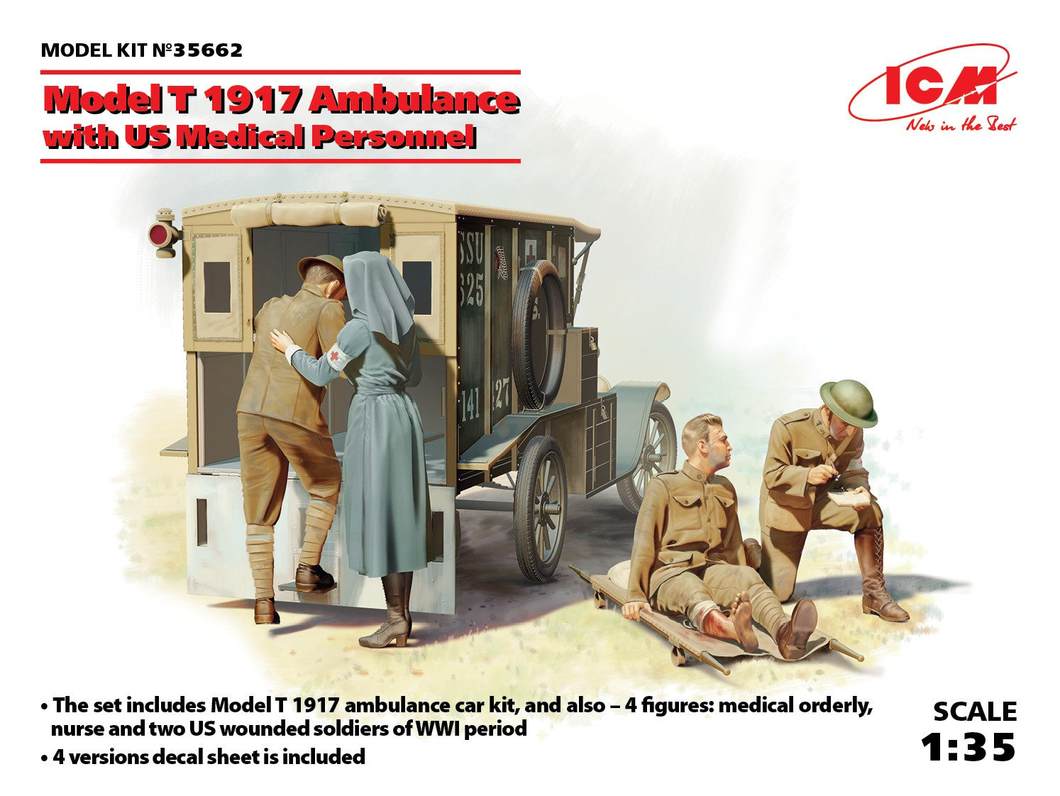 ICM 1/35 Model T 1917 Ambulance with US Medical Personnel | 4823044404506