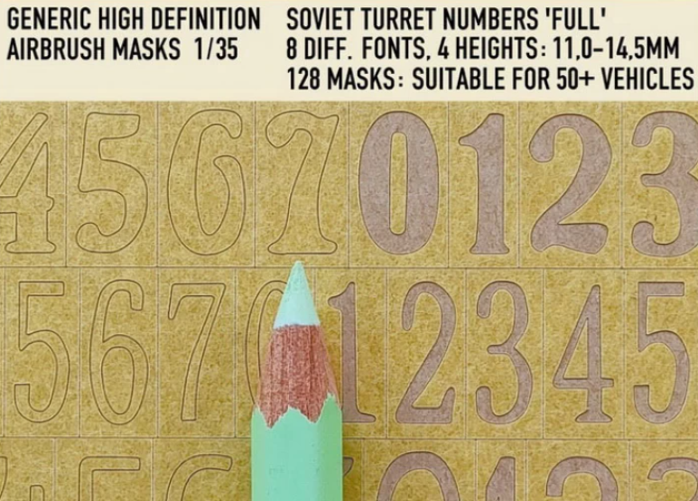 1ManArmy 1/35 Soviet Turret Numbers Full 11 to 14,5 Airbrush Paint Masks | 714639355188