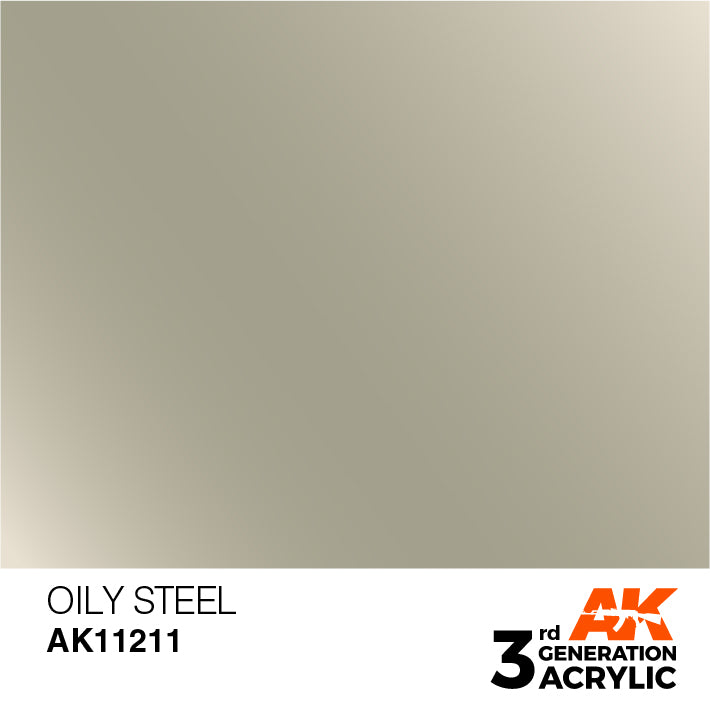 AK Interactive 3G Acrylic Oily Steel 17ml | 8435568304444