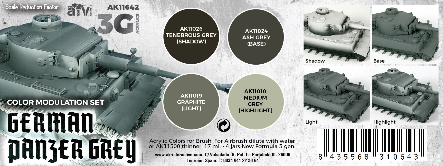 AK Interactive 3G Modulation German Panzer Grey | 8435568310643