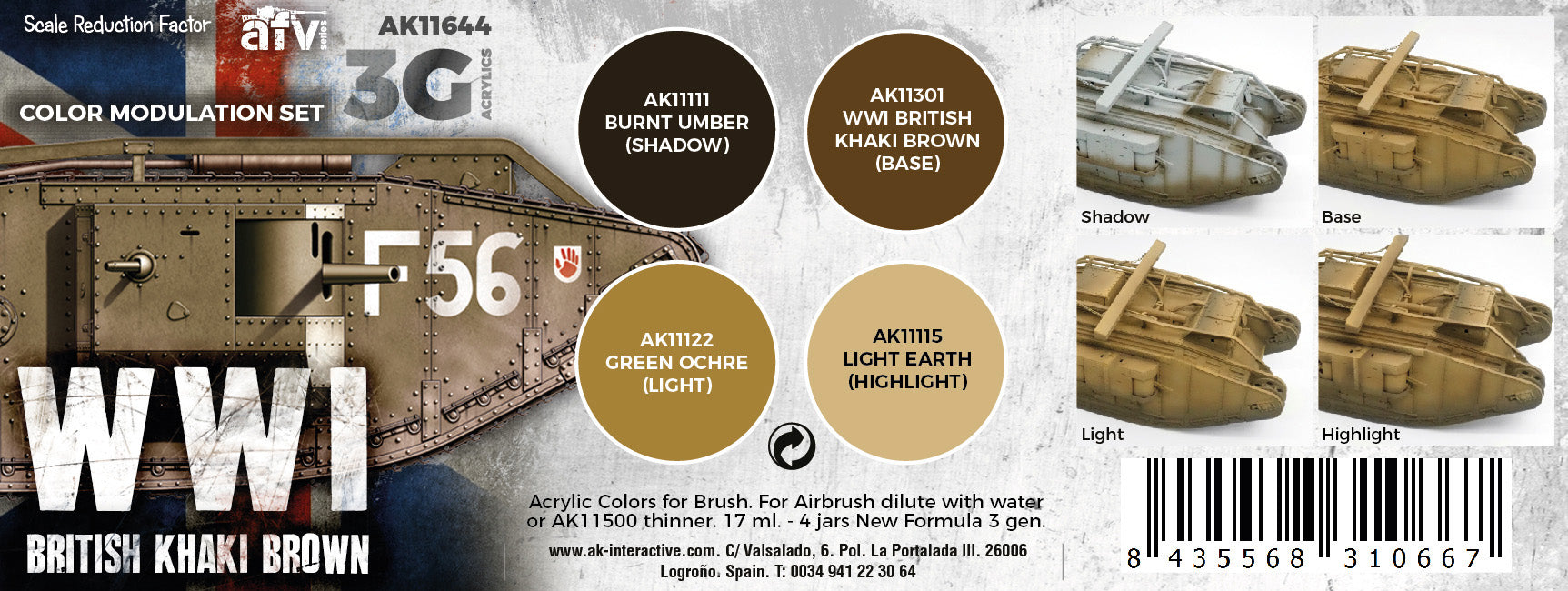 AK Interactive 3G Modulation WWI British Colors | 8435568310667