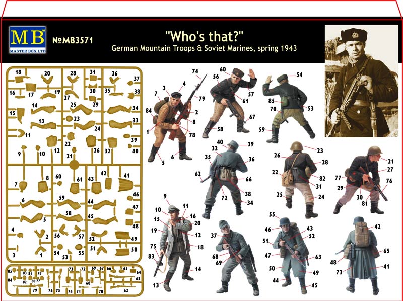 MASTER BOX 1/35 Who's that, German Mountain Troops & Soviet Marines, spring 1943 | 4820113080180