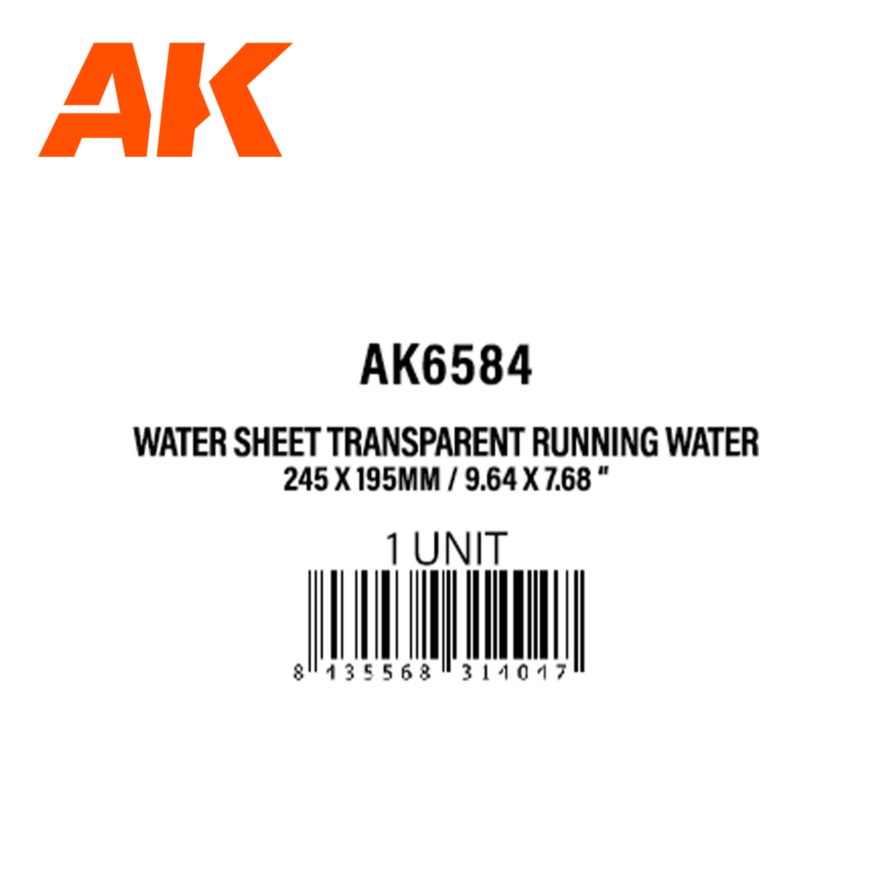 AK Interactive Textured Acrylic Sheet - Transparent Running Water - 245 x 195mm x 1 Unit | 8435568314047