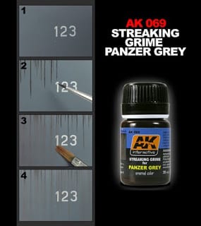 AK Interactive Streaking Grime For Panzer Grey Vehicles | 8436535570695