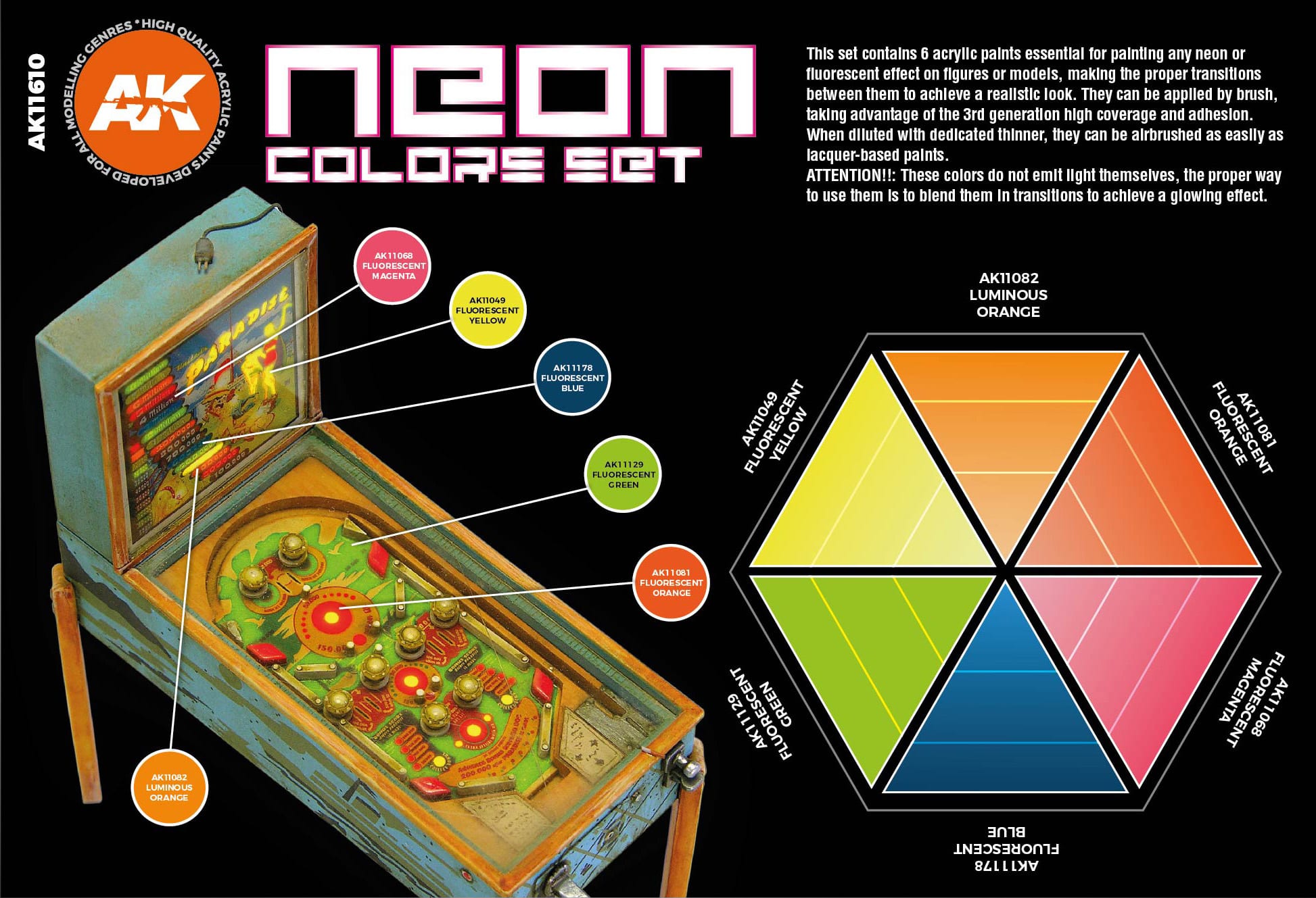AK Interactive 3G Neon Colors Set | 8435568307865