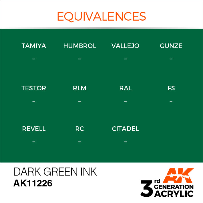 AK Interactive 3G Acrylic Dark Green INK 17ml | 8435568304598