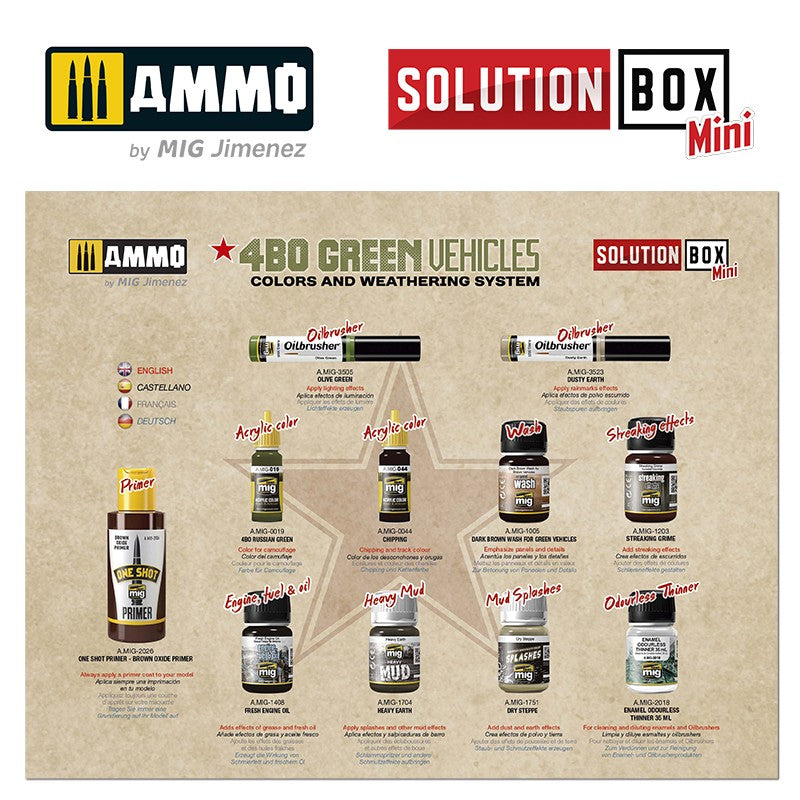 Ammo Mig 4BO Russian Green Vehicles Solution Box Mini | 8432074079002