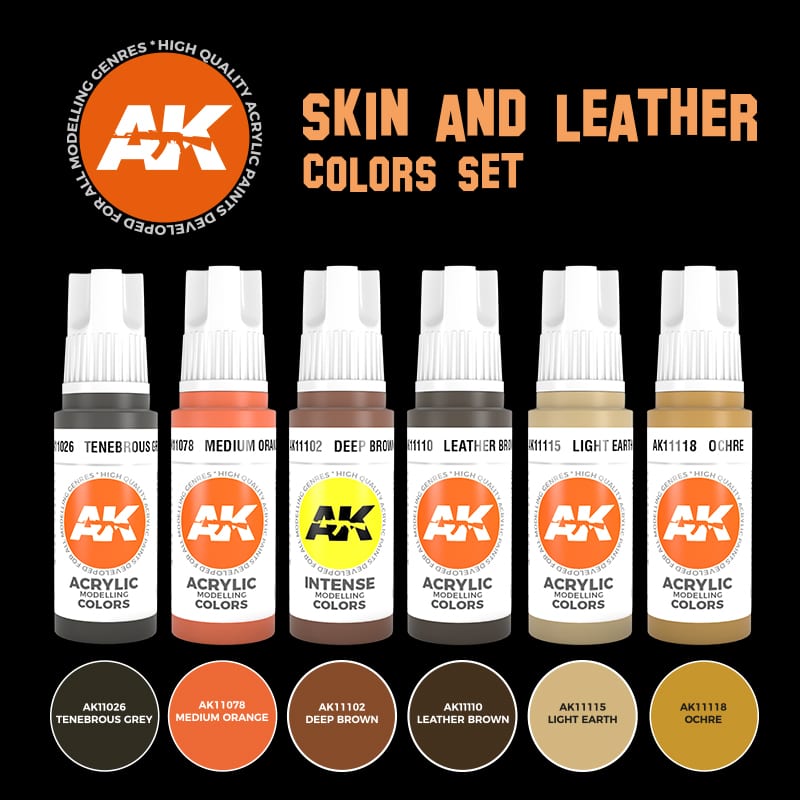 AK Interactive 3G Skin and Leather Colors Set | 8435568308206