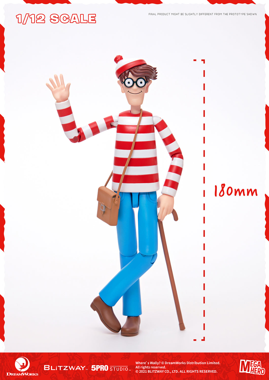 Blitzway Waldo 1/12th Scale Action Figure (Normal version) 'Where's Waldo', 5Pro Studio MEGAHERO Series | 880932147949