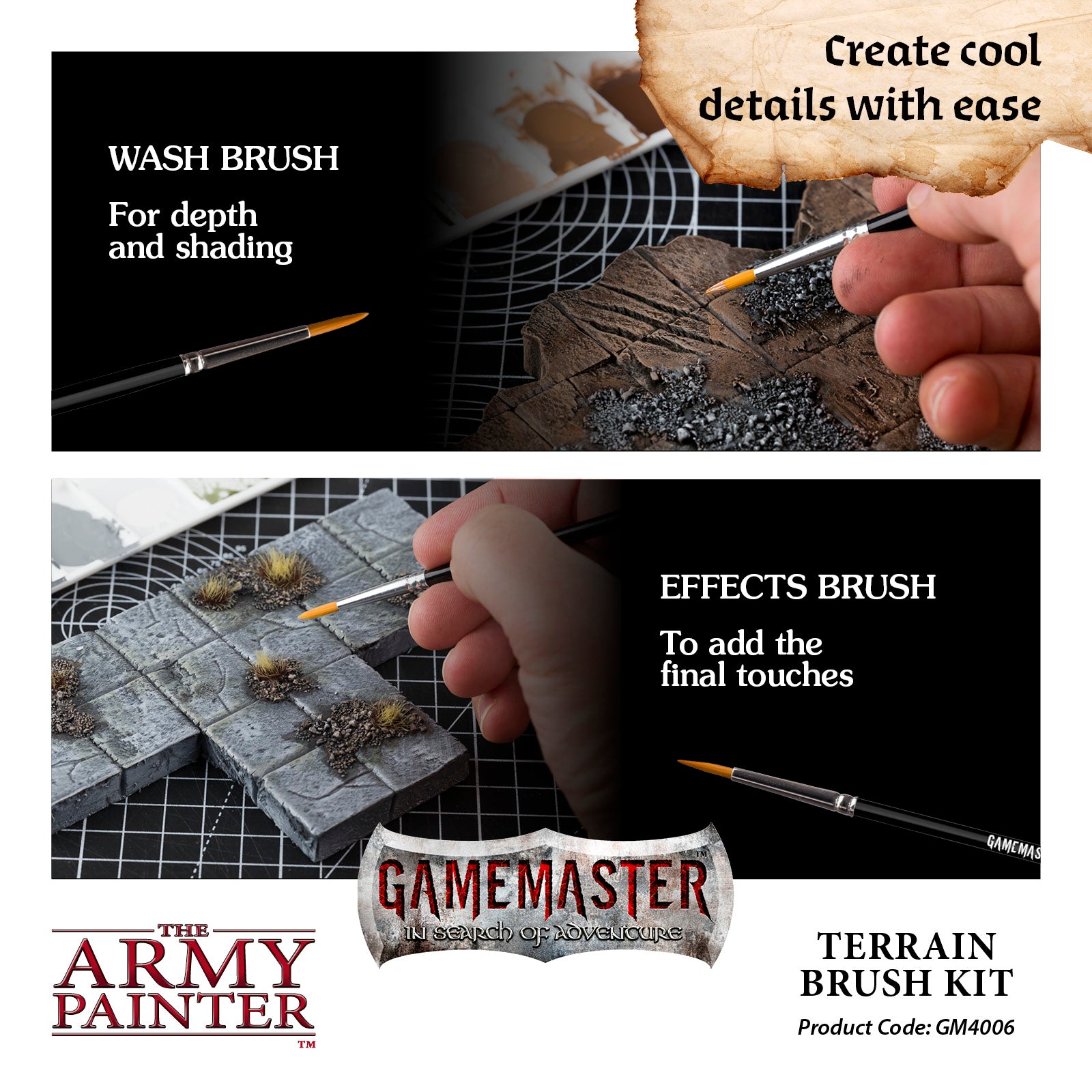 GAMEMASTER Terrain Brush Kit, 4 Brushes | 5713799400696
