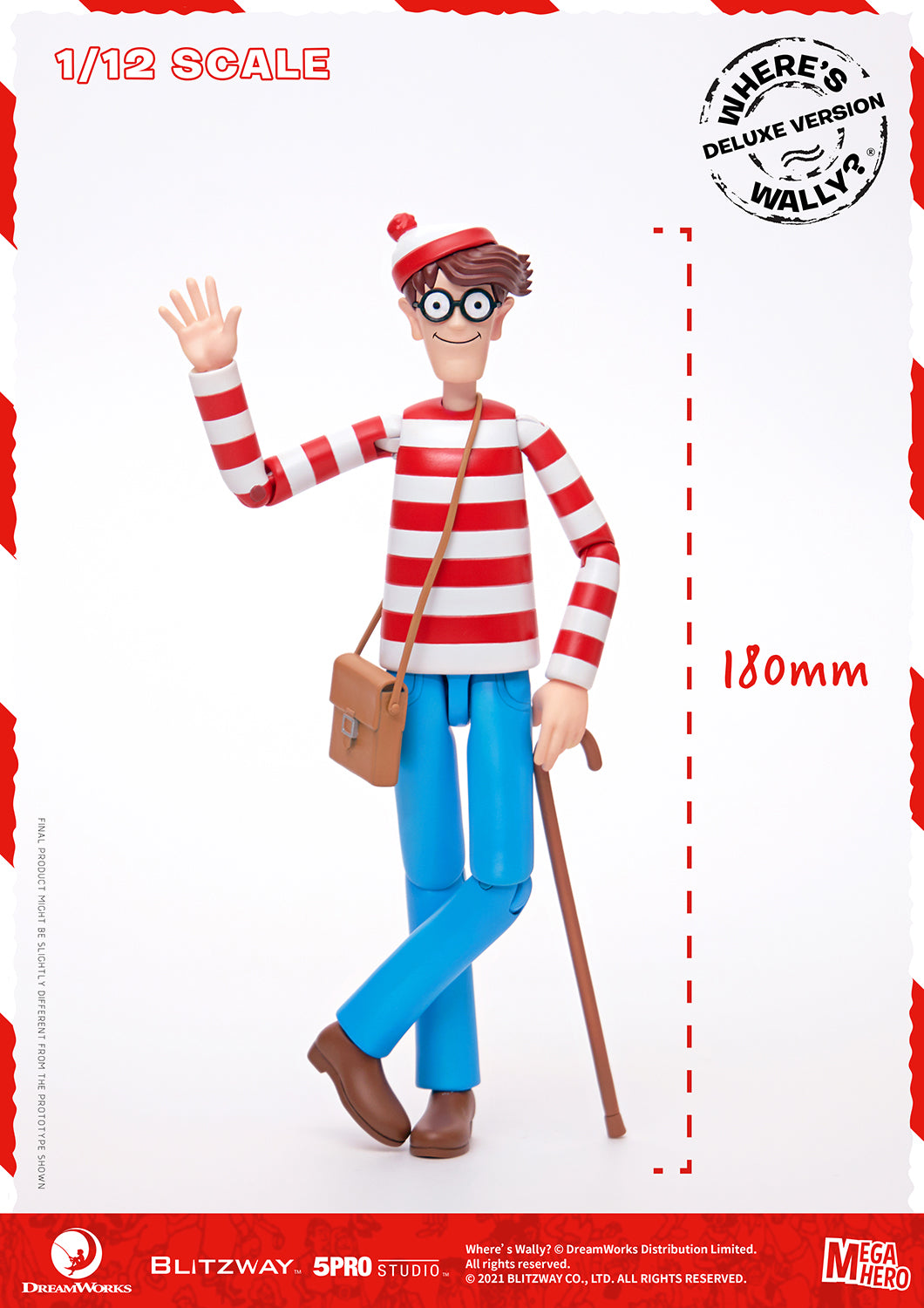 Blitzway Waldo 1/12th Scale Action Figure (Deluxe version) 'Where's Waldo', 5Pro Studio MEGAHERO Series | 880932147950