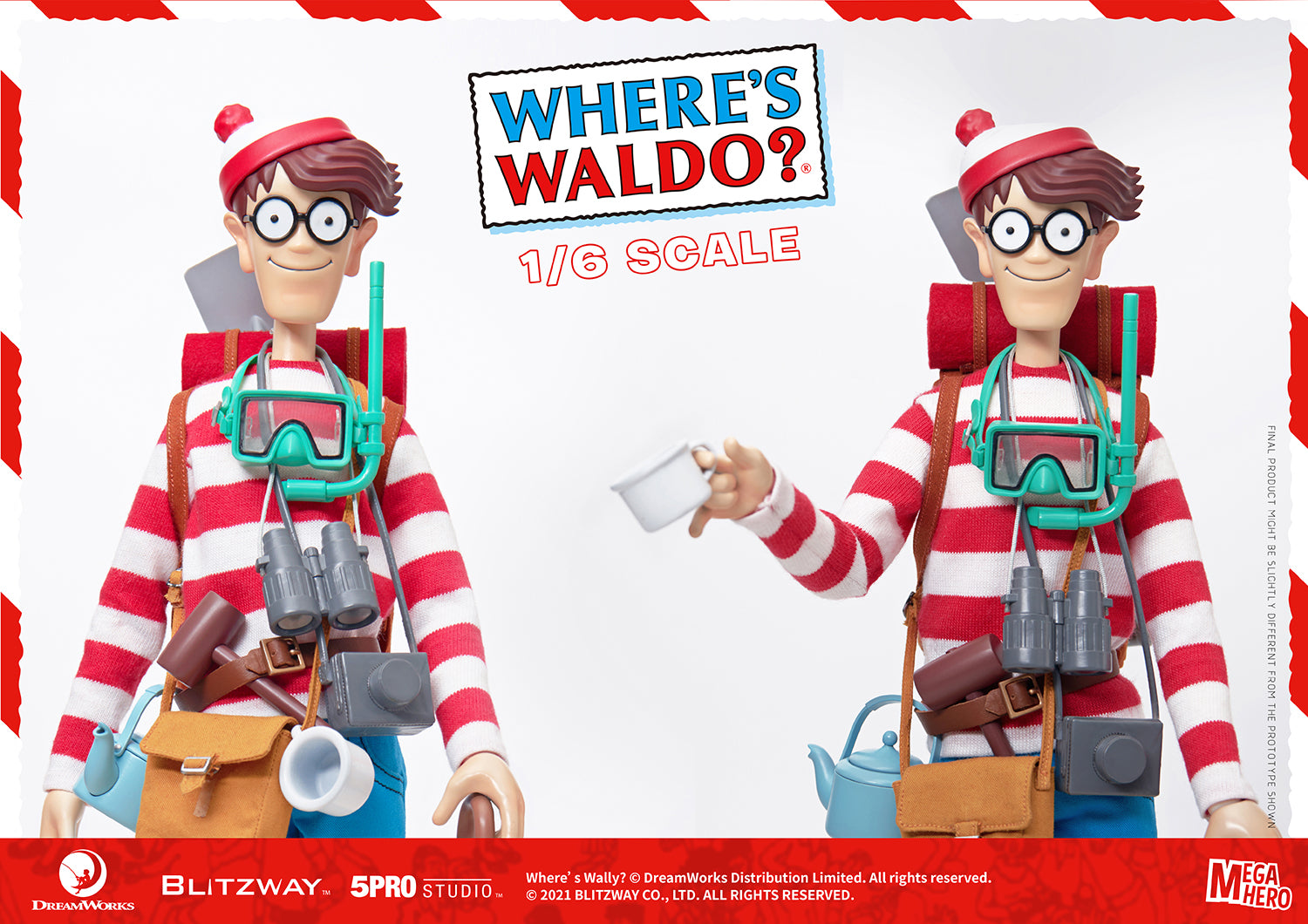 Blitzway Waldo 1/6th Scale Action Figure 'Where's Waldo', 5Pro Studio MEGAHERO Series | 880932147948