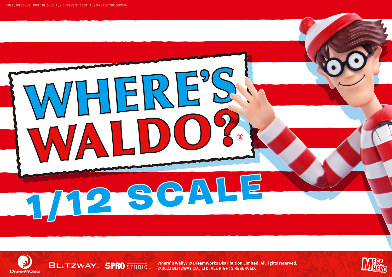 Blitzway Waldo 1/12th Scale Action Figure (Normal version) 'Where's Waldo', 5Pro Studio MEGAHERO Series | 880932147949