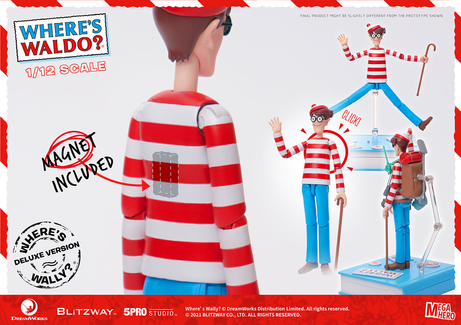 Blitzway Waldo 1/12th Scale Action Figure (Deluxe version) 'Where's Waldo', 5Pro Studio MEGAHERO Series | 880932147950