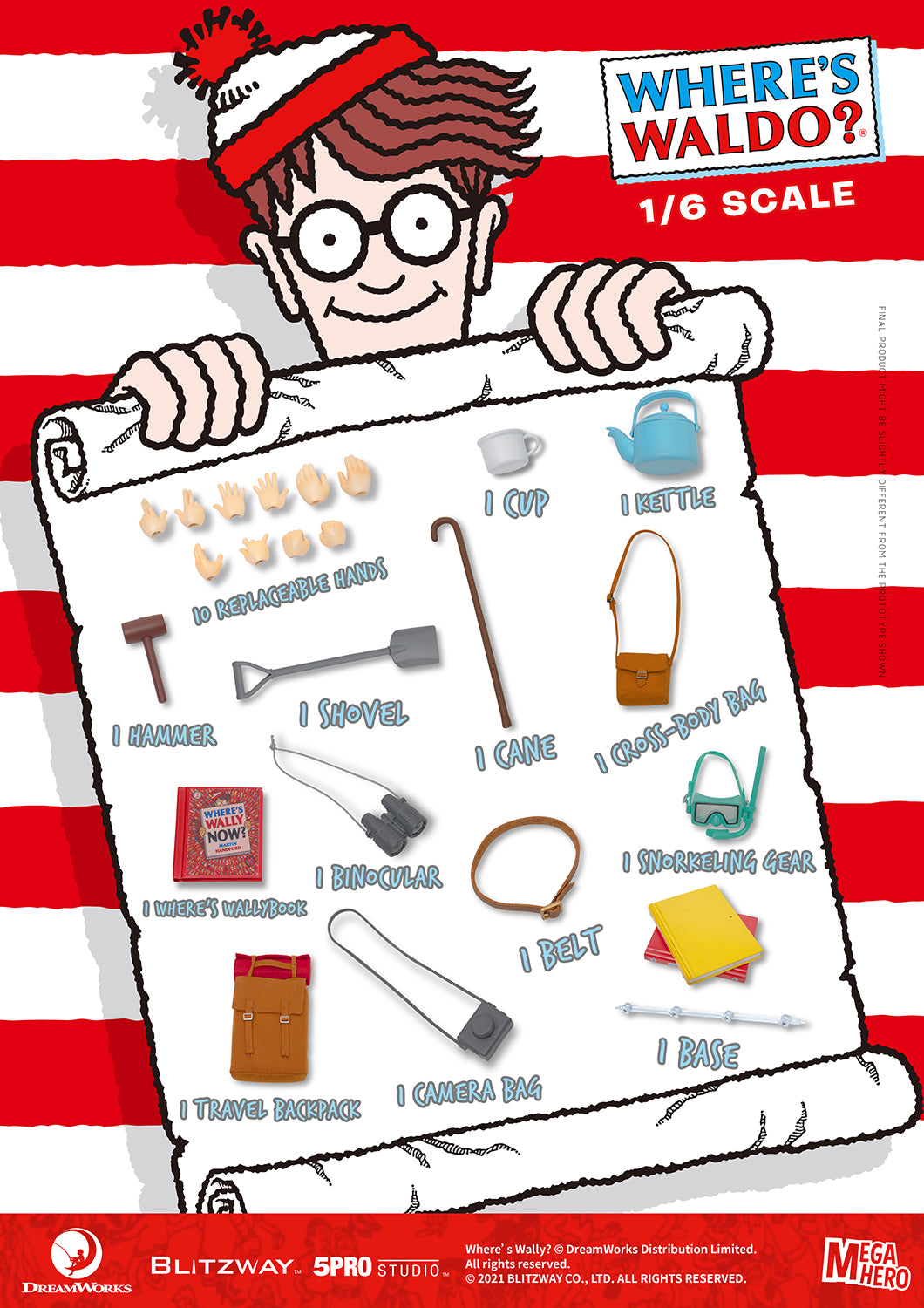 Blitzway Waldo 1/6th Scale Action Figure 'Where's Waldo', 5Pro Studio MEGAHERO Series | 880932147948