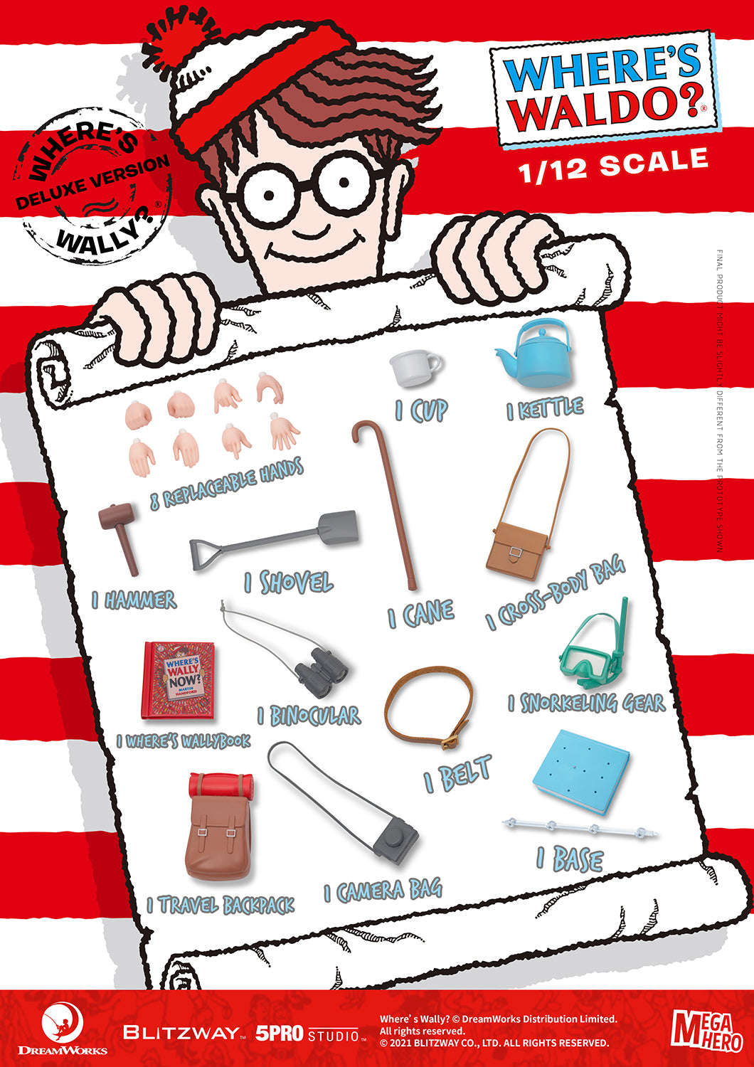 Blitzway Waldo 1/12th Scale Action Figure (Deluxe version) 'Where's Waldo', 5Pro Studio MEGAHERO Series | 880932147950