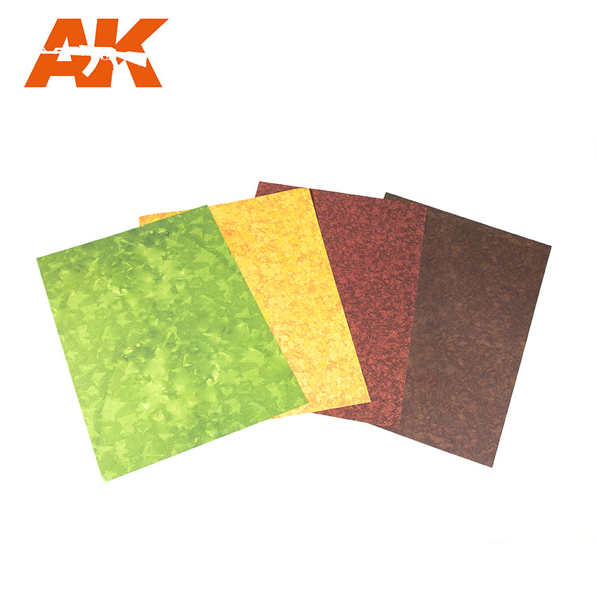 AK Interactive Leaves Punching Sheet Set (4 pcs, A4 size) | 8435568326071