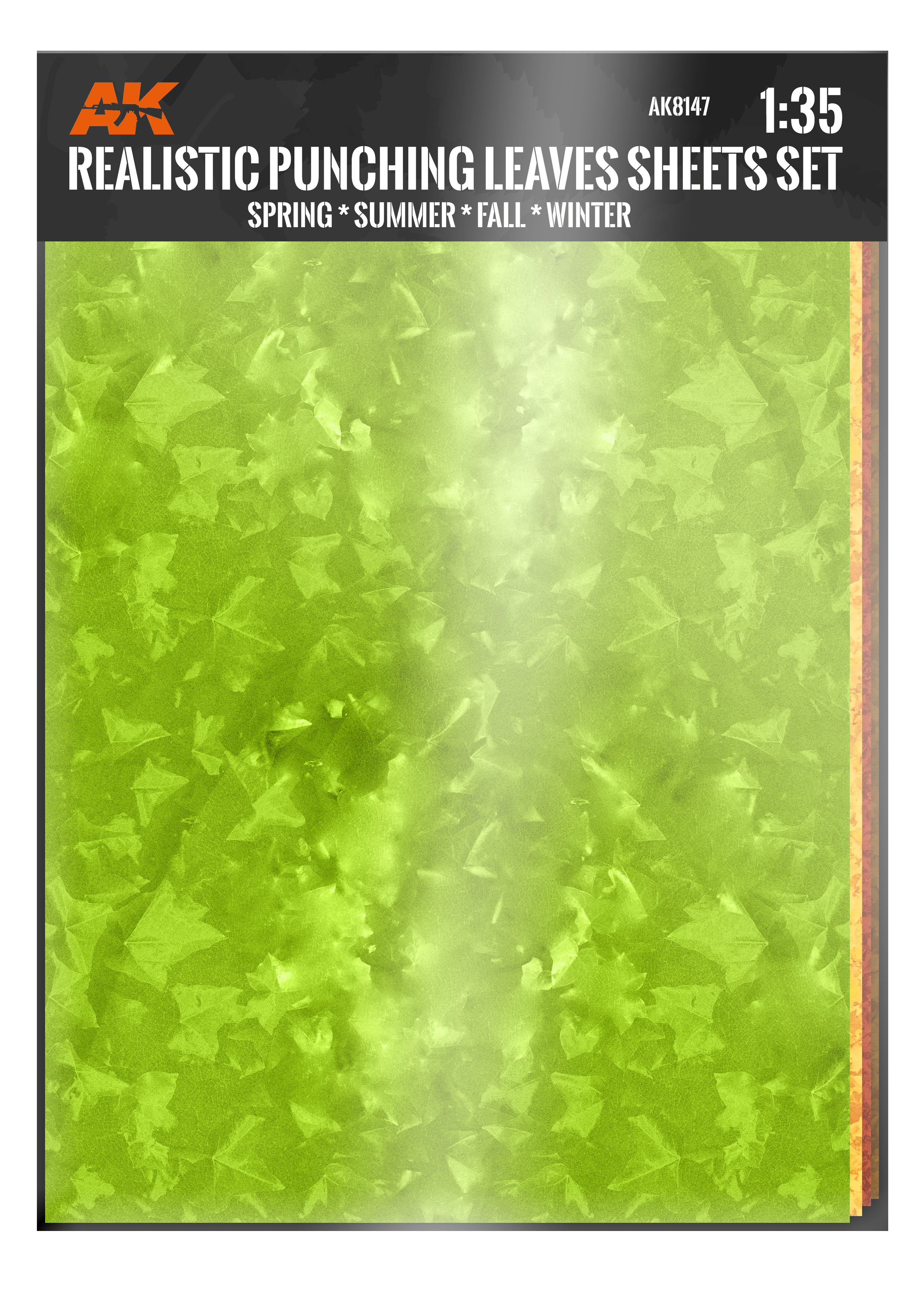 AK Interactive Leaves Punching Sheet Set (4 pcs, A4 size) | 8435568326071