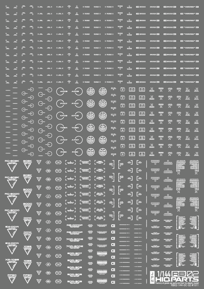 HiQ Parts 1/144 RB02 Caution Decal One Color White (1pc) | 4573211371000