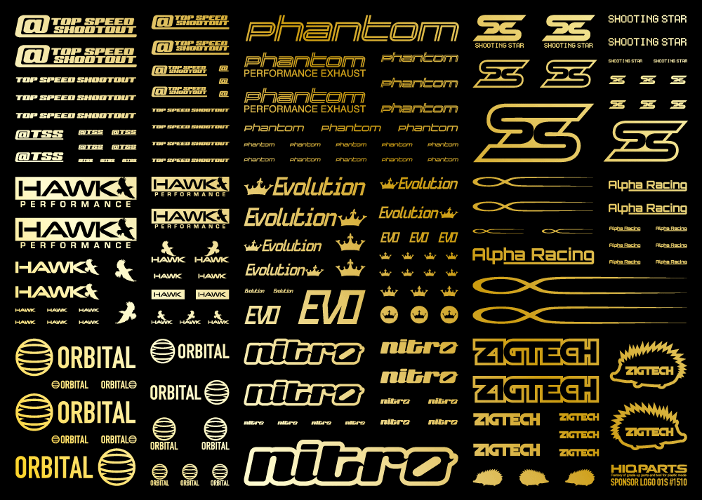 HiQ Parts Sponsor Logo Decal 01S Gold (1pc) | 4582370708794