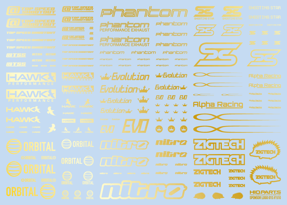 HiQ Parts Sponsor Logo Decal 01S Gold (1pc) | 4582370708794