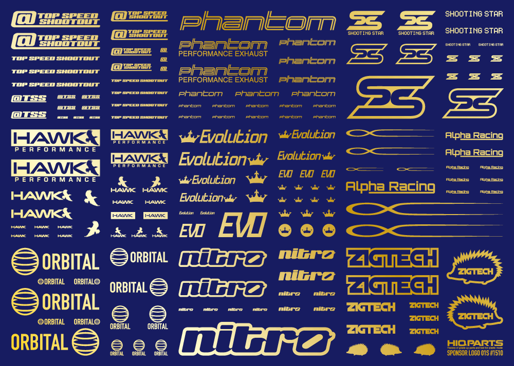 HiQ Parts Sponsor Logo Decal 01S Gold (1pc) | 4582370708794