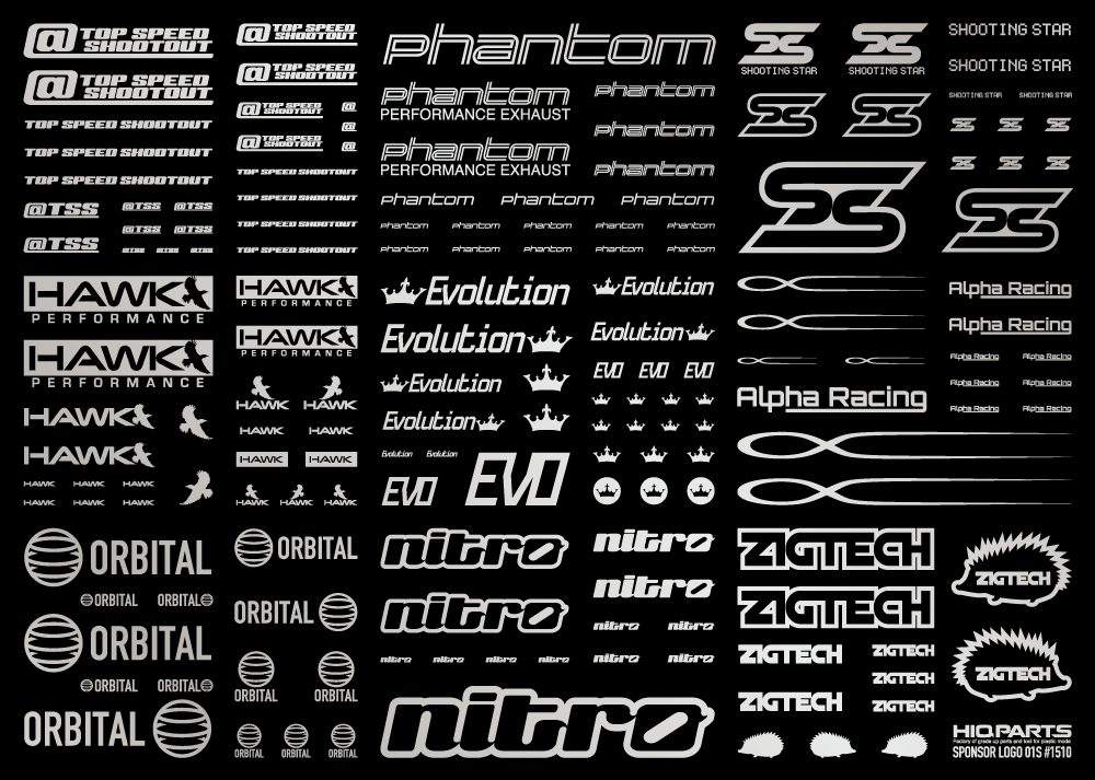 HiQ Parts Sponsor Logo Decal 02S Silver (1pc) | 4582370708800