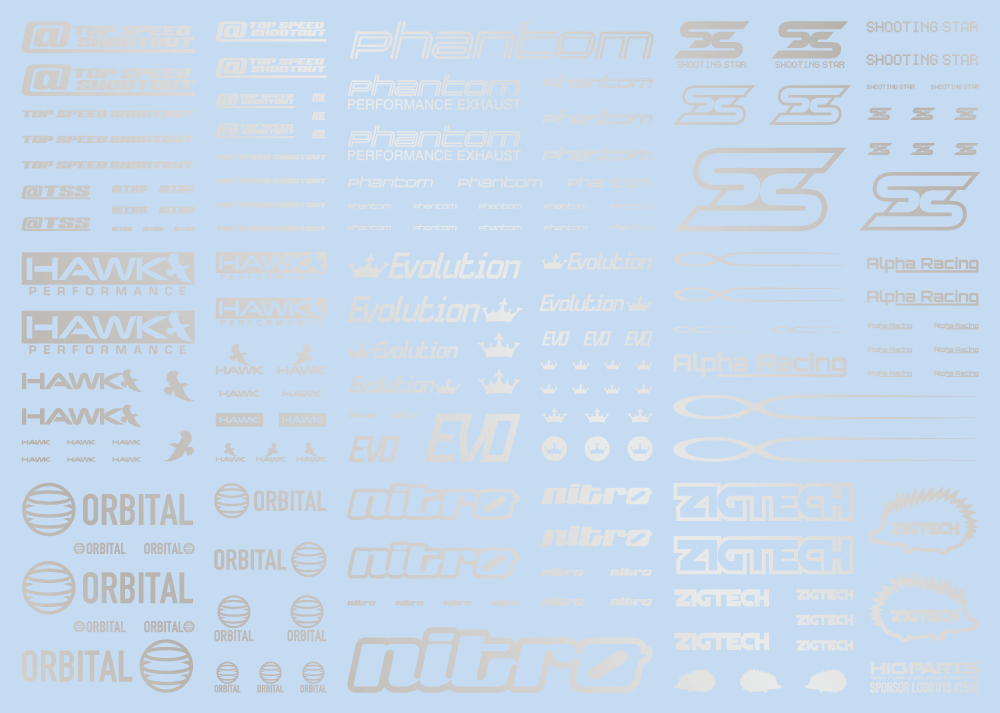HiQ Parts Sponsor Logo Decal 02S Silver (1pc) | 4582370708800