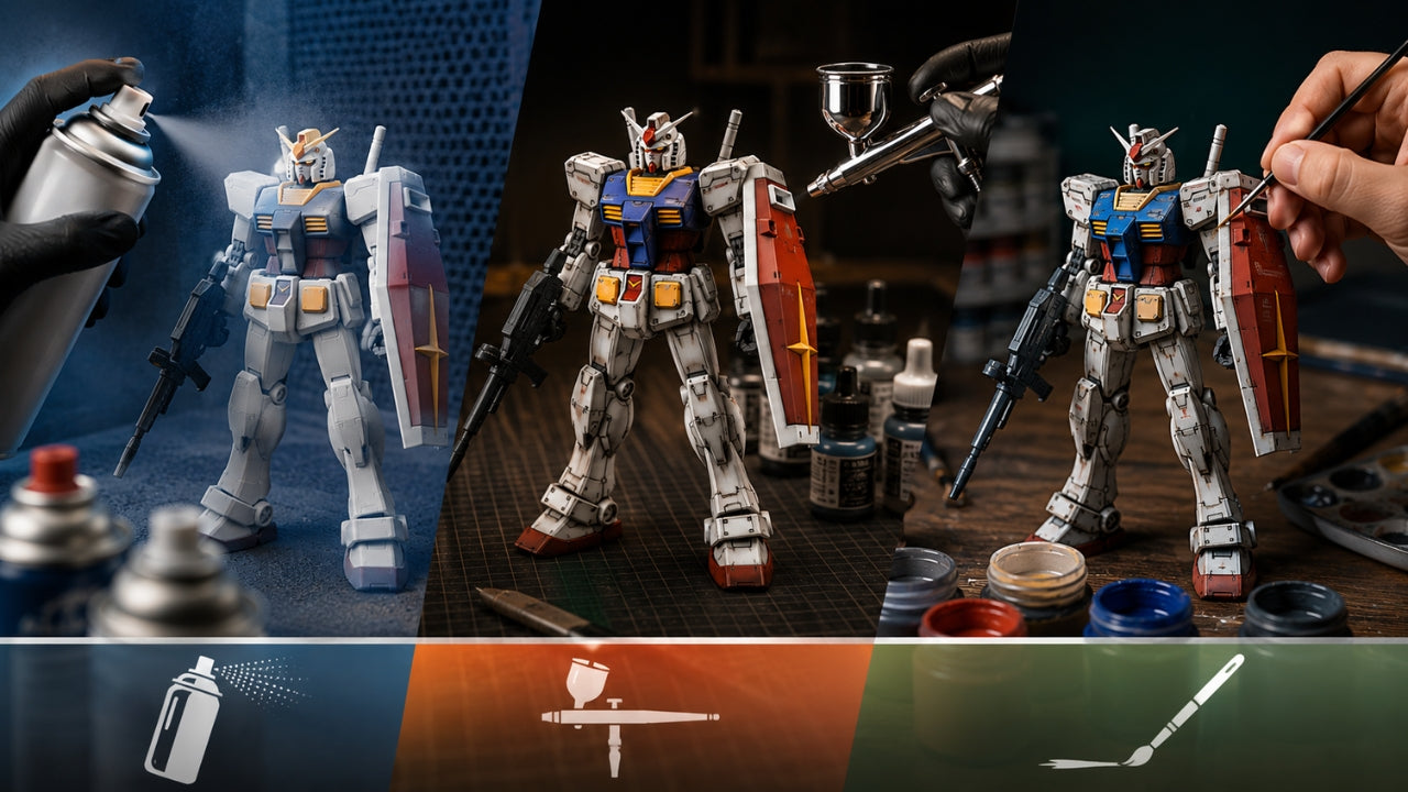 Gunpla Painting for Beginners: Spray Can vs Airbrush vs Hand Brush