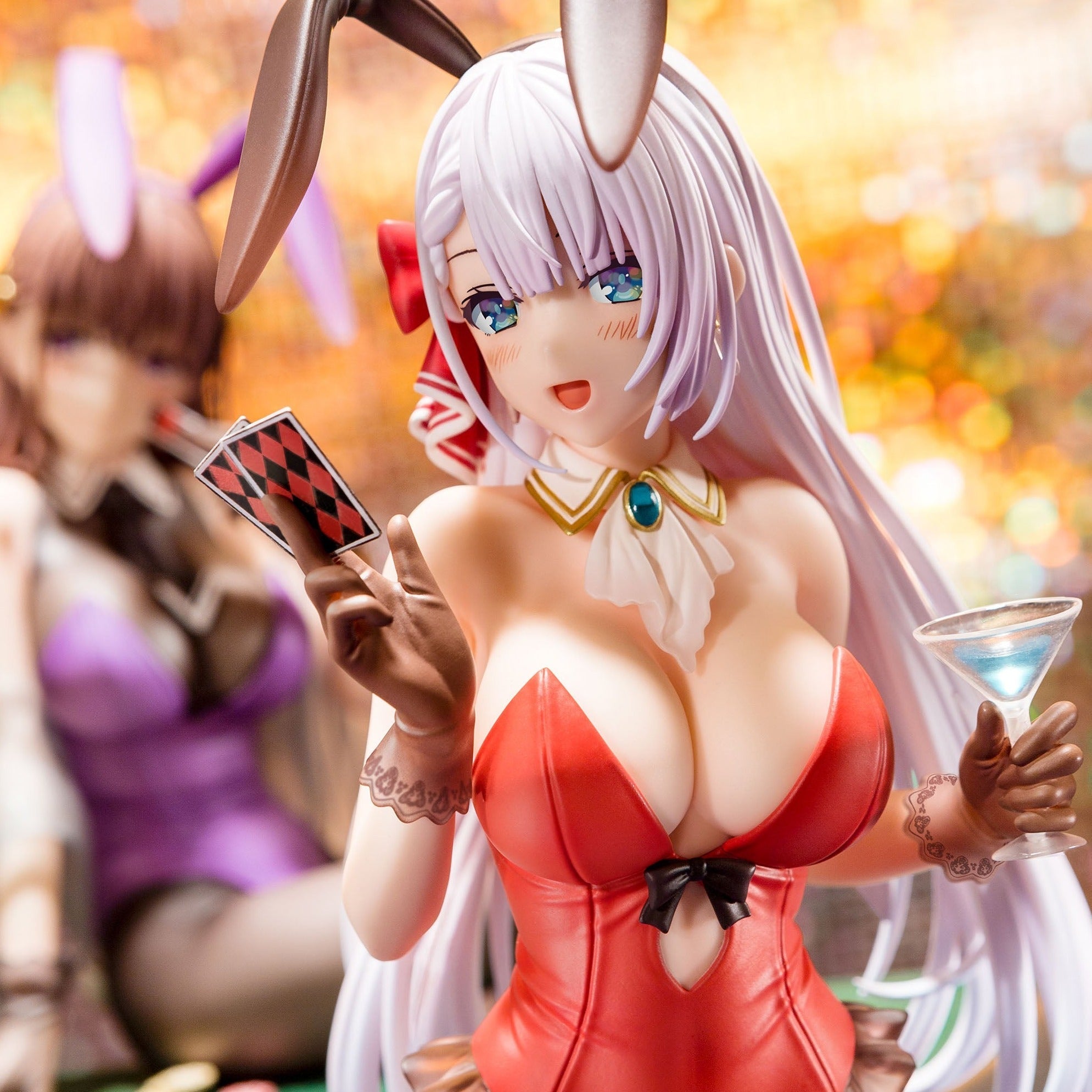 Hakoiri-musume Riselia Ray Crystalia wearing crimson bunny costume with Nip Slip Gimmick System