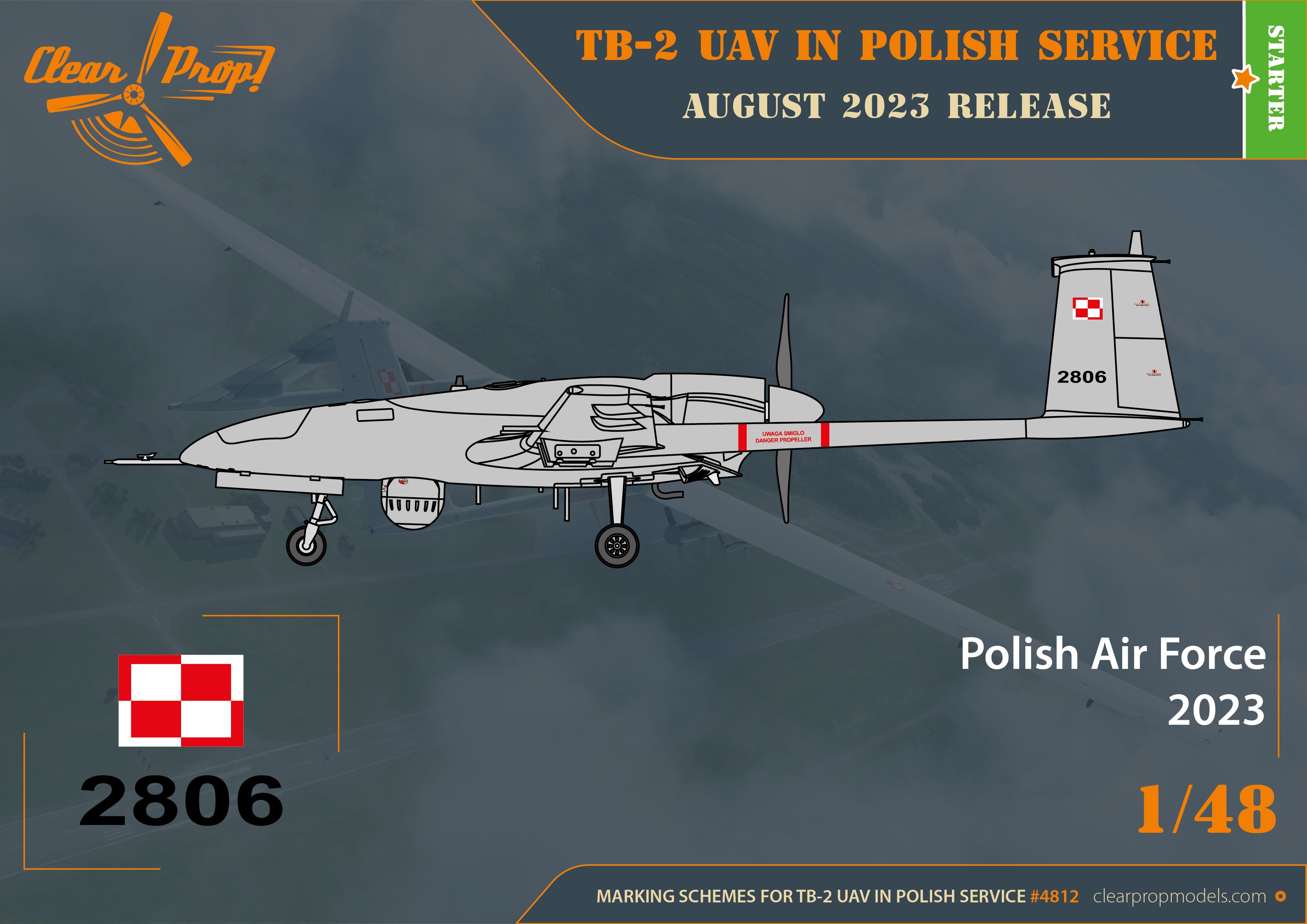 Clear Prop 1/48 TB.2 UAV in Polish service [Starter Kit] | 6400608763538