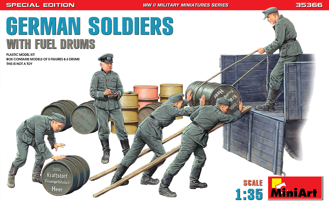 MiniArt 1/35 German Soldiers w/ Fuel Drums. Special Edition (35041 & 35597 6 drums) | 5905090346647