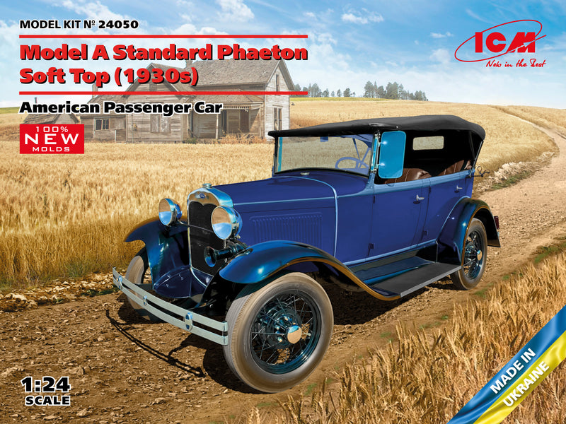 ICM 1/24 Model A Standard Phaeton Soft Top (1930s), American Passenger Car (100% new molds)