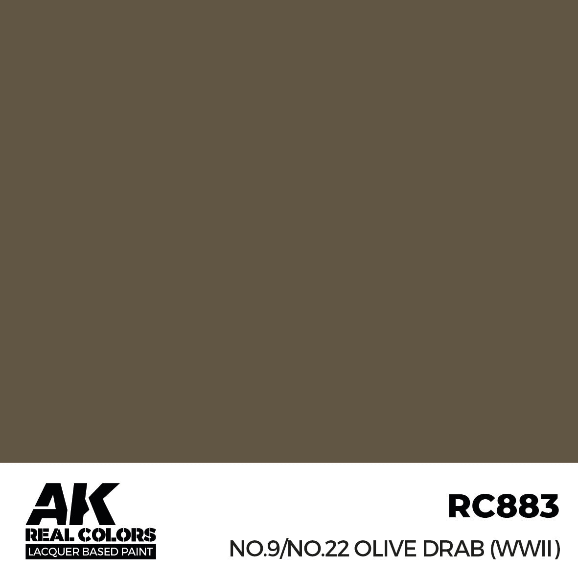 AK Interactive Real Colors No.9/No.22 Olive Drab (WWII) 17 ml. | 8435568336360