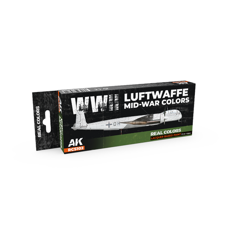 AK Interactive Real Colors WWII Luftwaffe Mid-War Colors Set (Set of 8) | 8435568339811