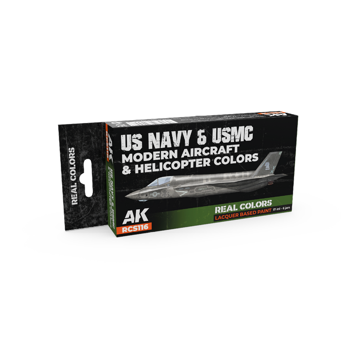 AK Interactive Real Colors US Navy&USMC Modern Aircraft&Helicopter Colors Set (Set of 6) | 8435568340008