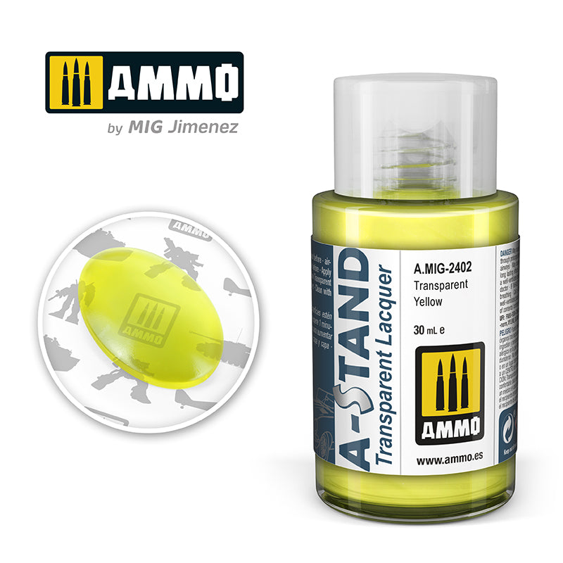 Ammo Mig A-Stand Lacquer Paint 30ml - Transparent Yellow | 8432074024026