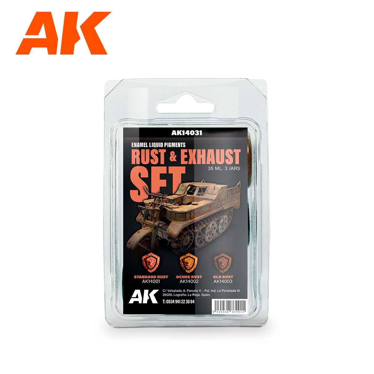AK Interactive Enamel Liquid Pigment RUST & EXHAUST SET 35ml  (3 ref) | 8435568334915