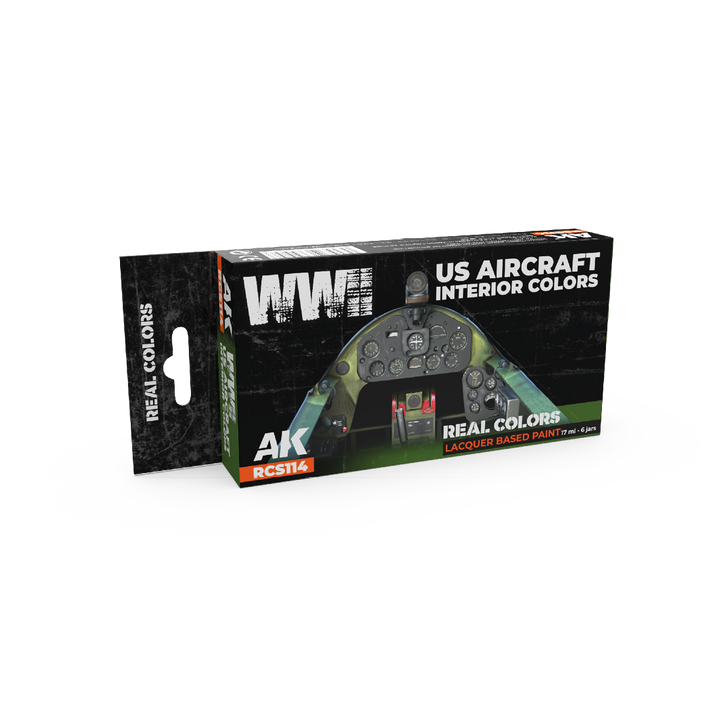 AK Interactive Real Colors WWII US Aircraft Interior Colors Set (Set of 6) | 8435568339958